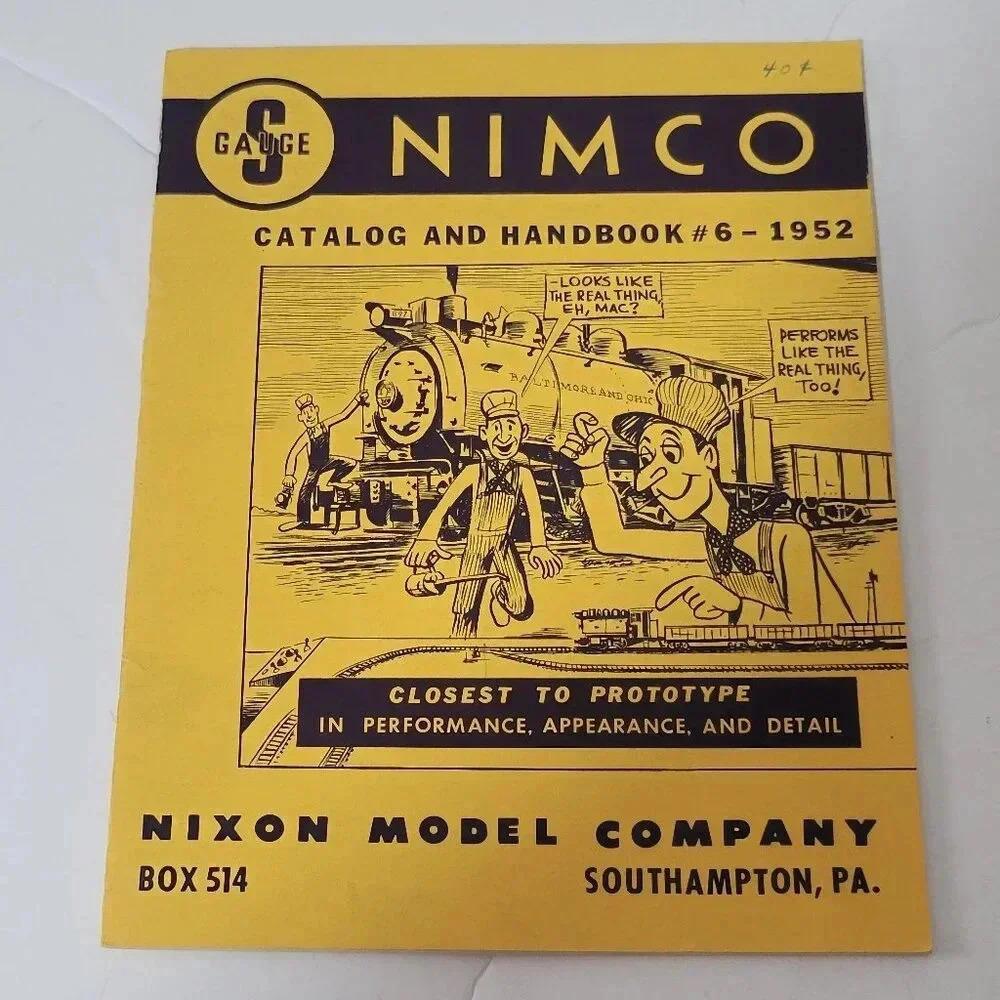 Nixon Model Company NIMCO Catalog & Handbook #6 1952 S Gauge Model Railroad
